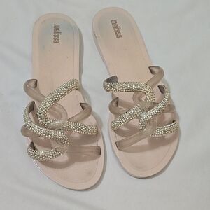 Melissa Cream Sandals with Intricate‎ Woven Design